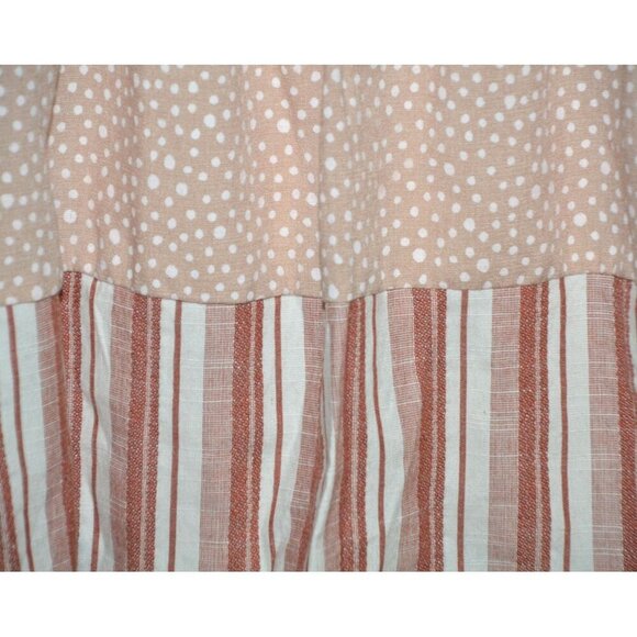 Entro Beige & Pink Cap Sleeve Tiered Blouse Top Size S Striped Polka Dots Cute - Picture 6 of 13